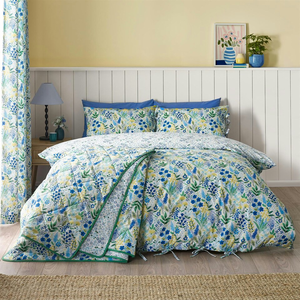 image 1 of Catherine Lansfield Tilly Floral Blue Duvet Cover Set Blue | Double