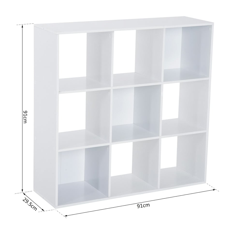 image 1 of HOMCOM 9 Cube Storage Unit Cabinet Bookcase Display Shelves, White