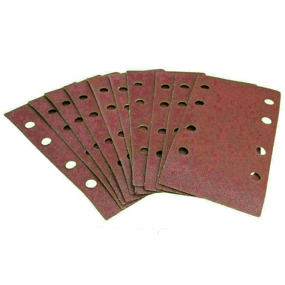 image 1 of Hook/Loop 1/3 Sheet Sanding Sander Sandpaper Pads 50 Pack 80 Grit