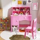 image 3 of COSTWAY Kids Study Desk and Chair Set Children Wooden Craft Table & Chair-Pink