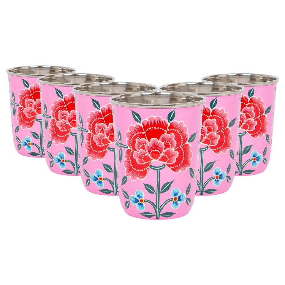 image 1 of BillyCan Hand-Painted Picnic Cups - 300ml - Raspberry Peony Pink