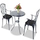 image 2 of Centurion Supports OSHOWA Luxurious Garden and Patio Table and 2 Large Chairs with Armrests Cast Aluminium Bistro Set - Grey with Black Cushions
