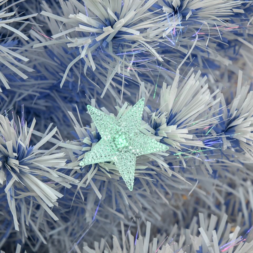 image 1 of HOMCOM 5FT Artificial Fibre Optic Christmas Tree Seasonal Decoration w LED Lights PreLit Easy Store White Blue