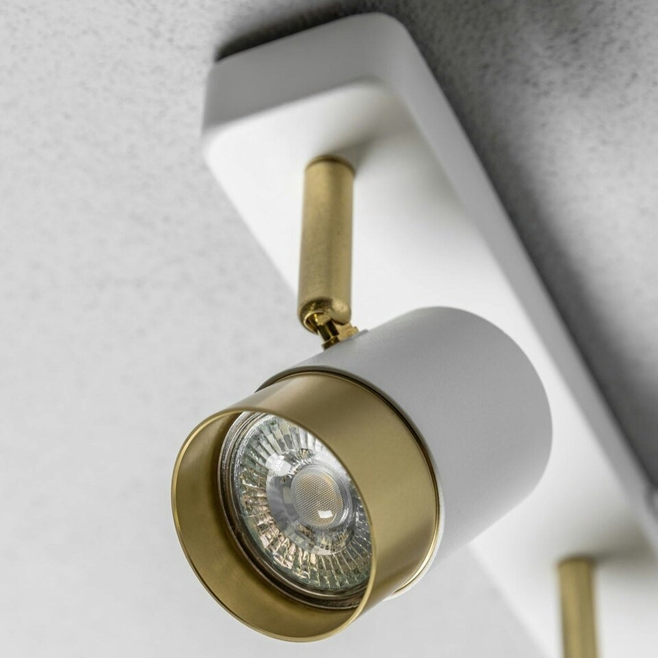 image 1 of CGC ORIO White and Brushed Gold Triple Three Head GU10 Adjustable Ceiling Spot Light Bar White
