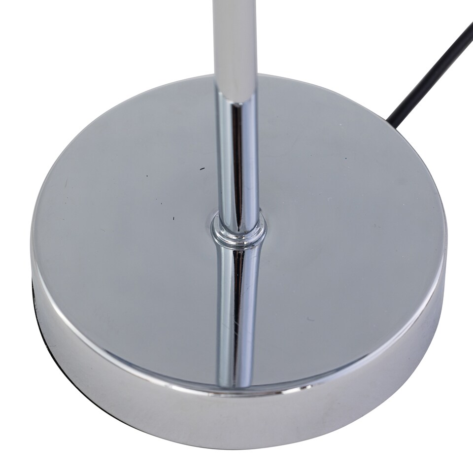 image 1 of Set of 2 Chrome Touch Table Lamps with Ochre Mustard Fern Shades | Chrome | Polished chrome plate and ochre cotton with silver inner detail | 2