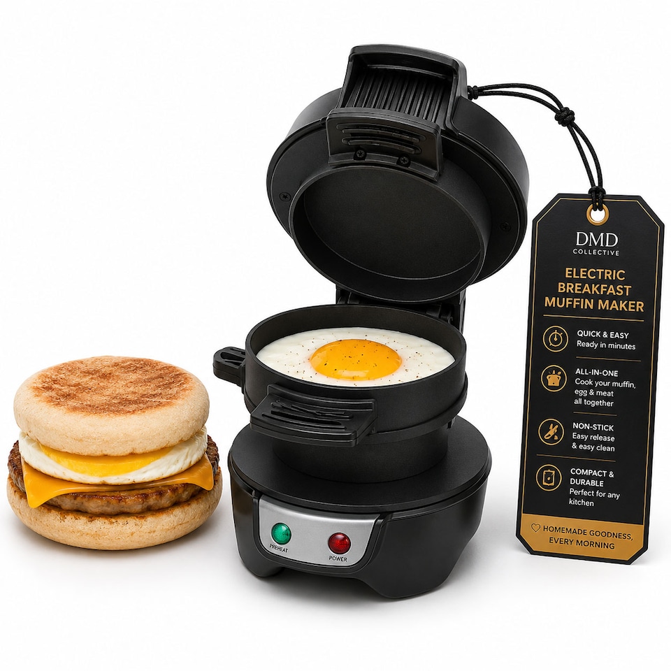 image 1 of Muffin Maker, Electric Breakfast Sandwich Maker & Grilled Sandwich Toastie Maker