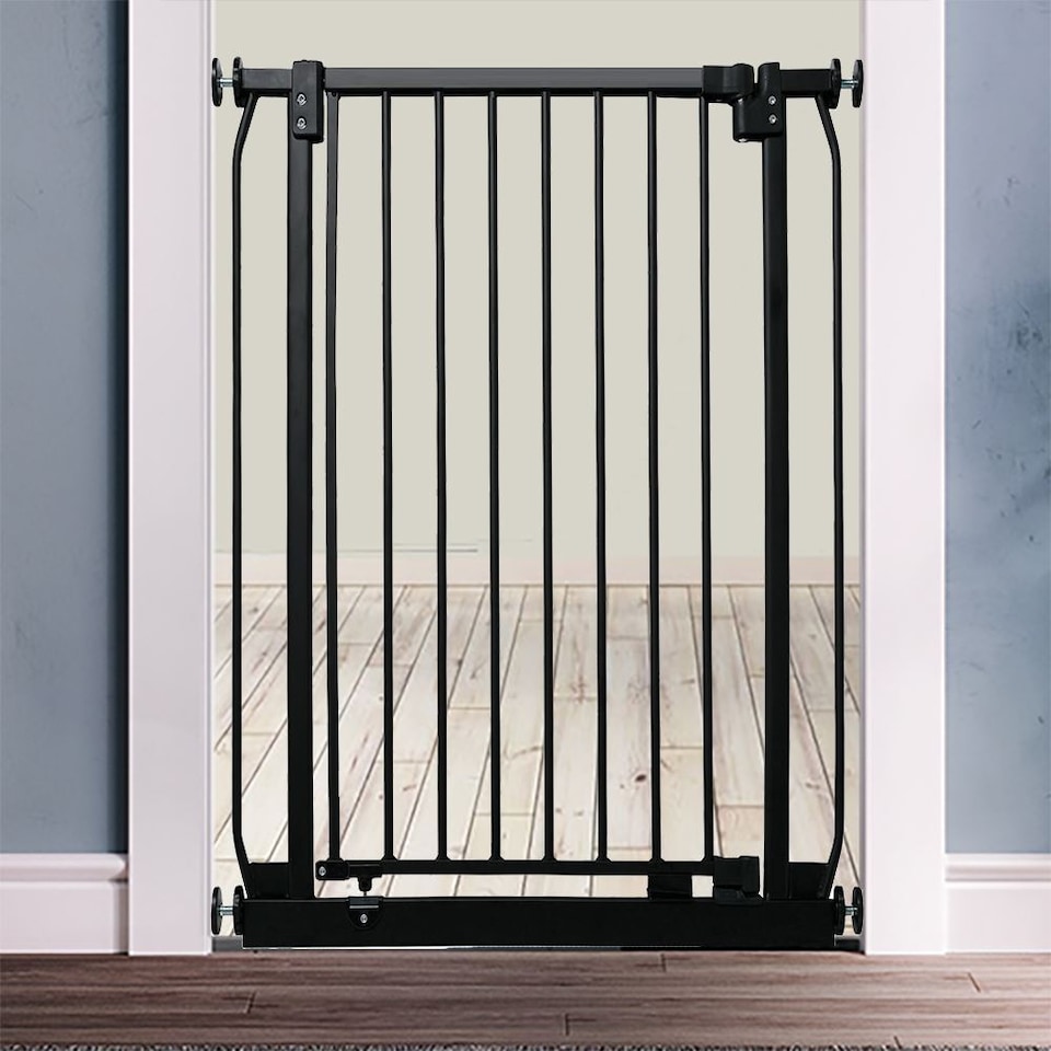 image 1 of Safetots Extra Tall Elite Safety Gate, 107cm - 116cm, Matt Black, Extra Tall 96.8cm in Height, Pressure Fit Stair Gate, Baby Gate for Doors Hallways and Spaces, Safety Barrier, Easy Installation