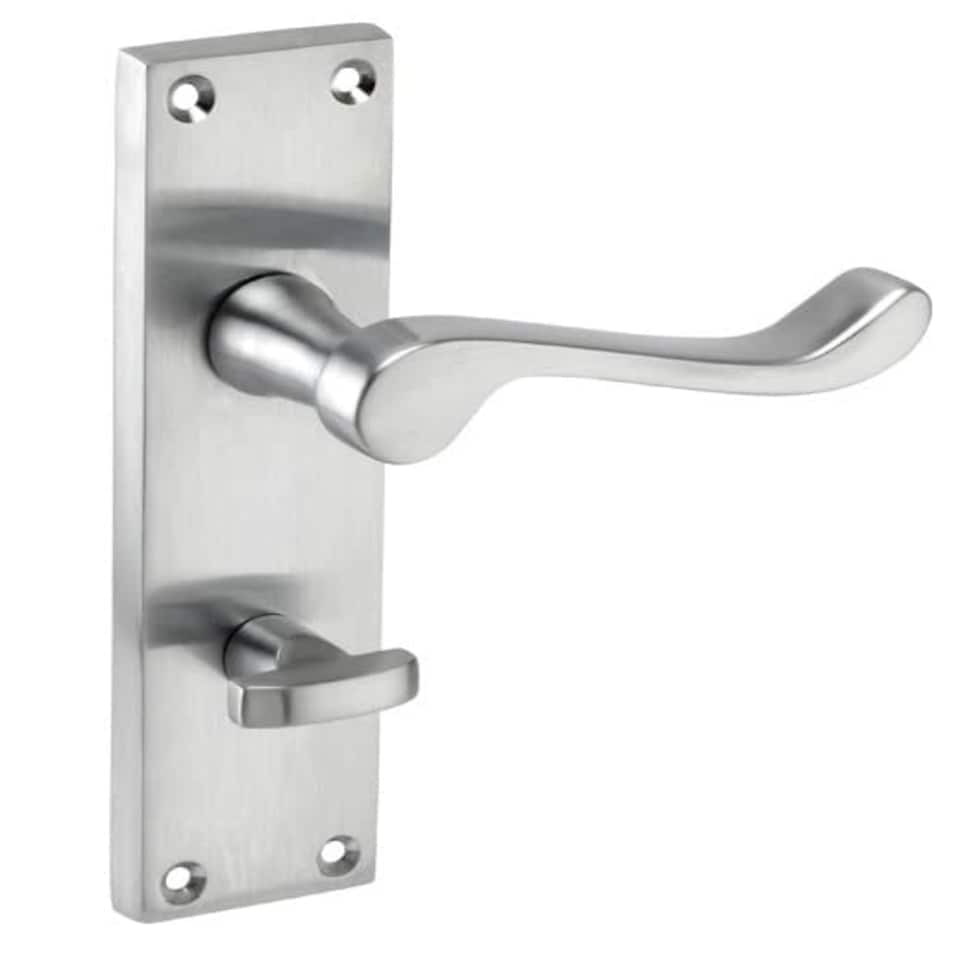 Golden Grace Victorian Design Scroll Bathroom WC Toilet Door Handles in Satin Brushed Chrome Finish - 150mm x 40mm Grey