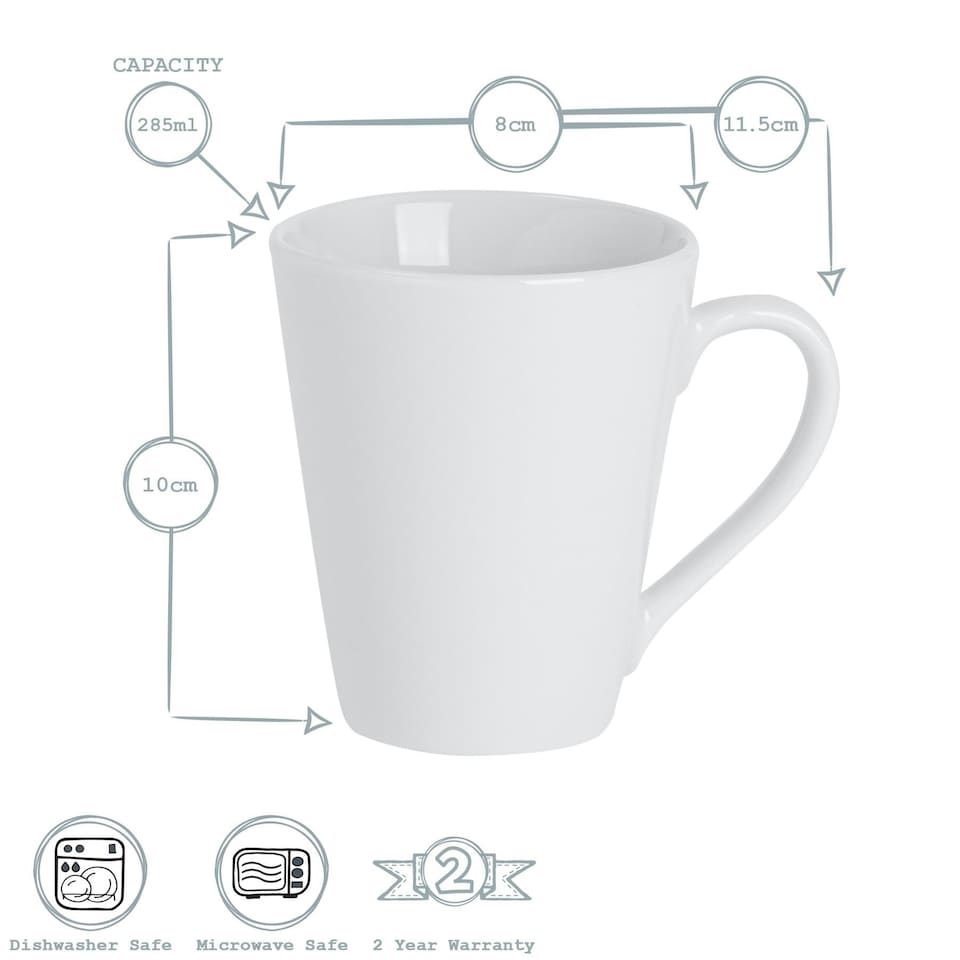 image 1 of Argon Tableware Classic White Latte Mugs - 285ml - Pack of 6 White