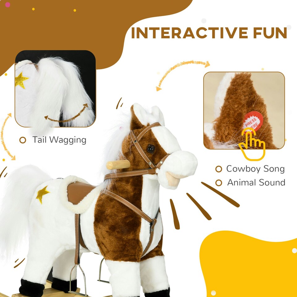 image 1 of HOMCOM Rocking Horse with Music, Sound, Ride On Horse with Saddle for 3-6 Years