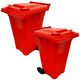 image 3 of Red 240L Standard Sized Outdoor Recycling Wheelie Bin With Rubber Wheels & Lid Red