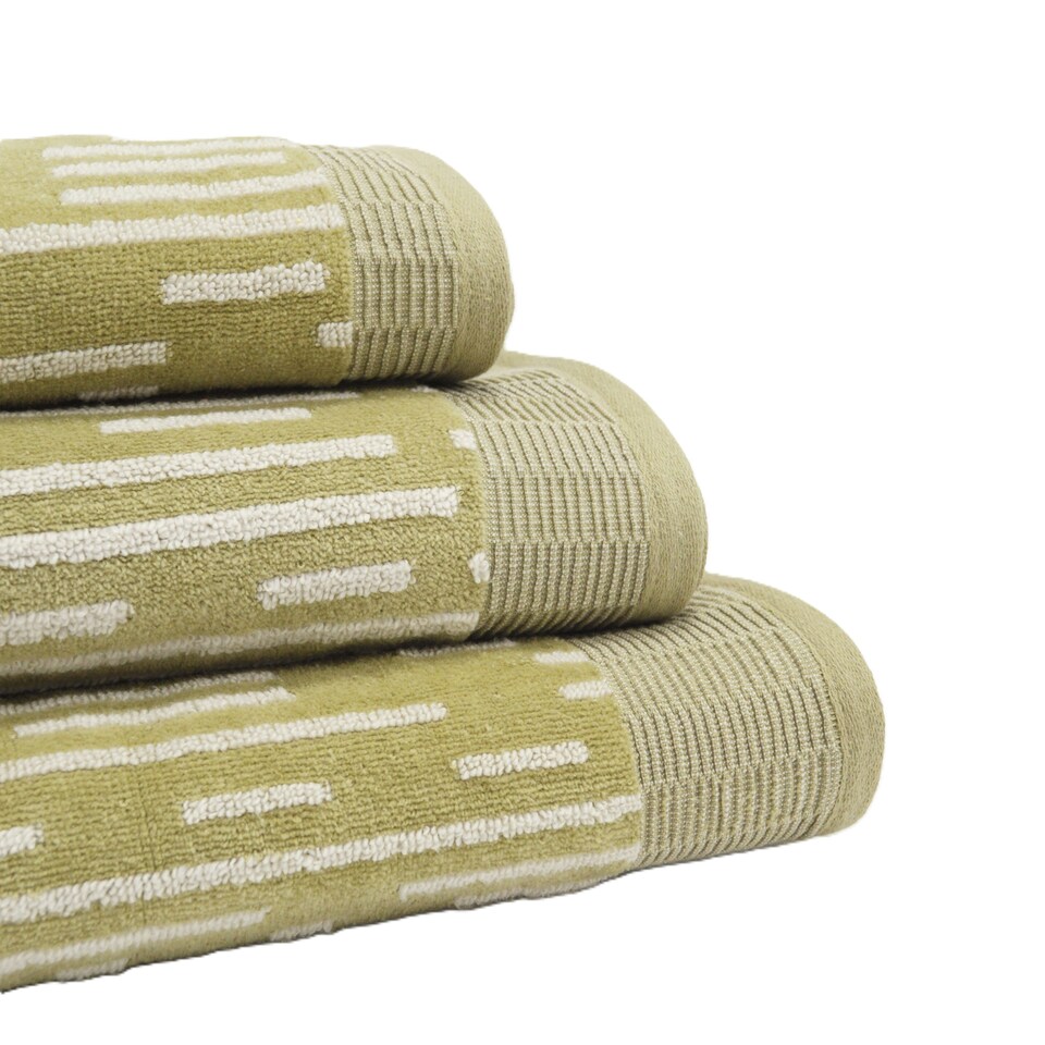 image 1 of Barcode Stripe Pop Up Zero Twist Towels Green | Bath towel