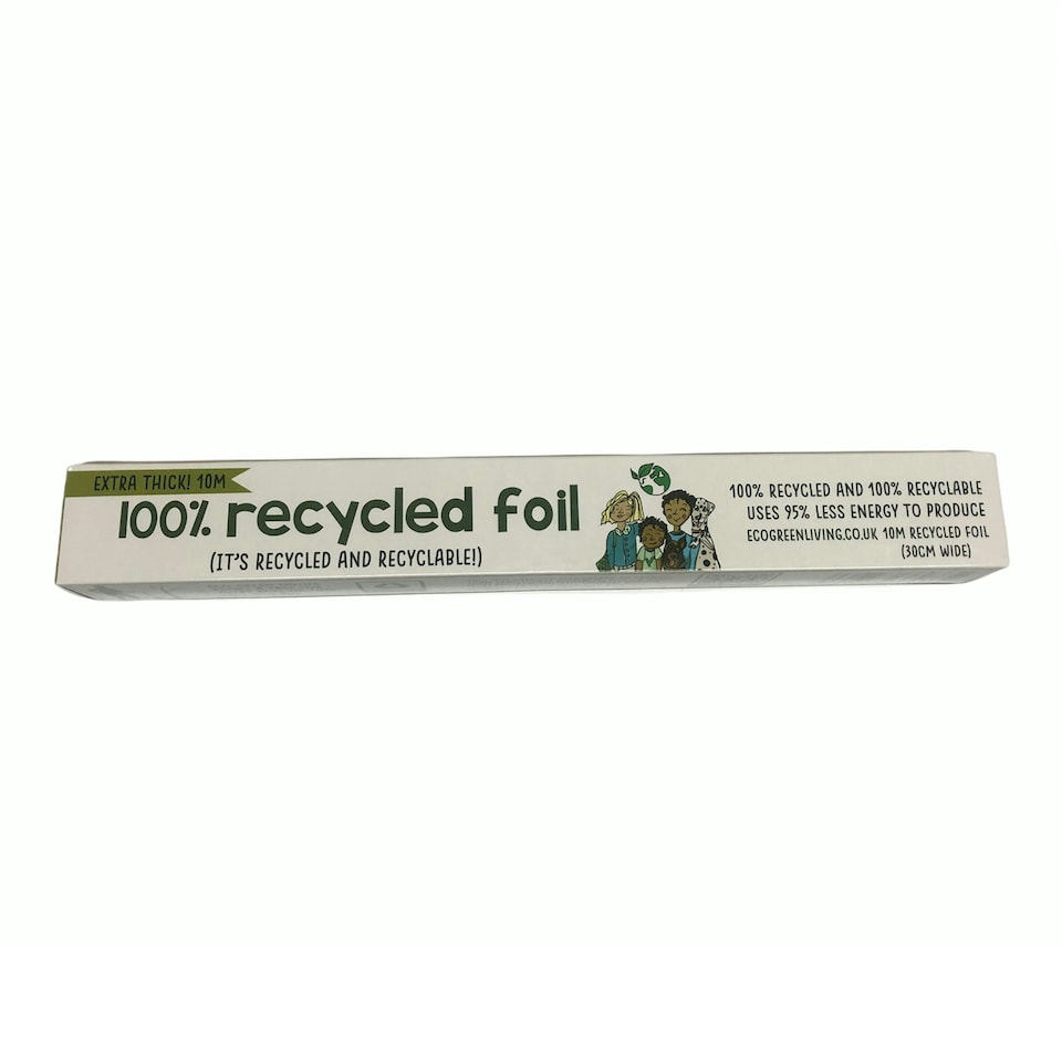 image 1 of Eco Green Living Recycled Aluminium Tin Foil, Strong Kitchen Foil Roll for Cooking, Grilling and Food Wrapping with Cutting Edge 4 Pack