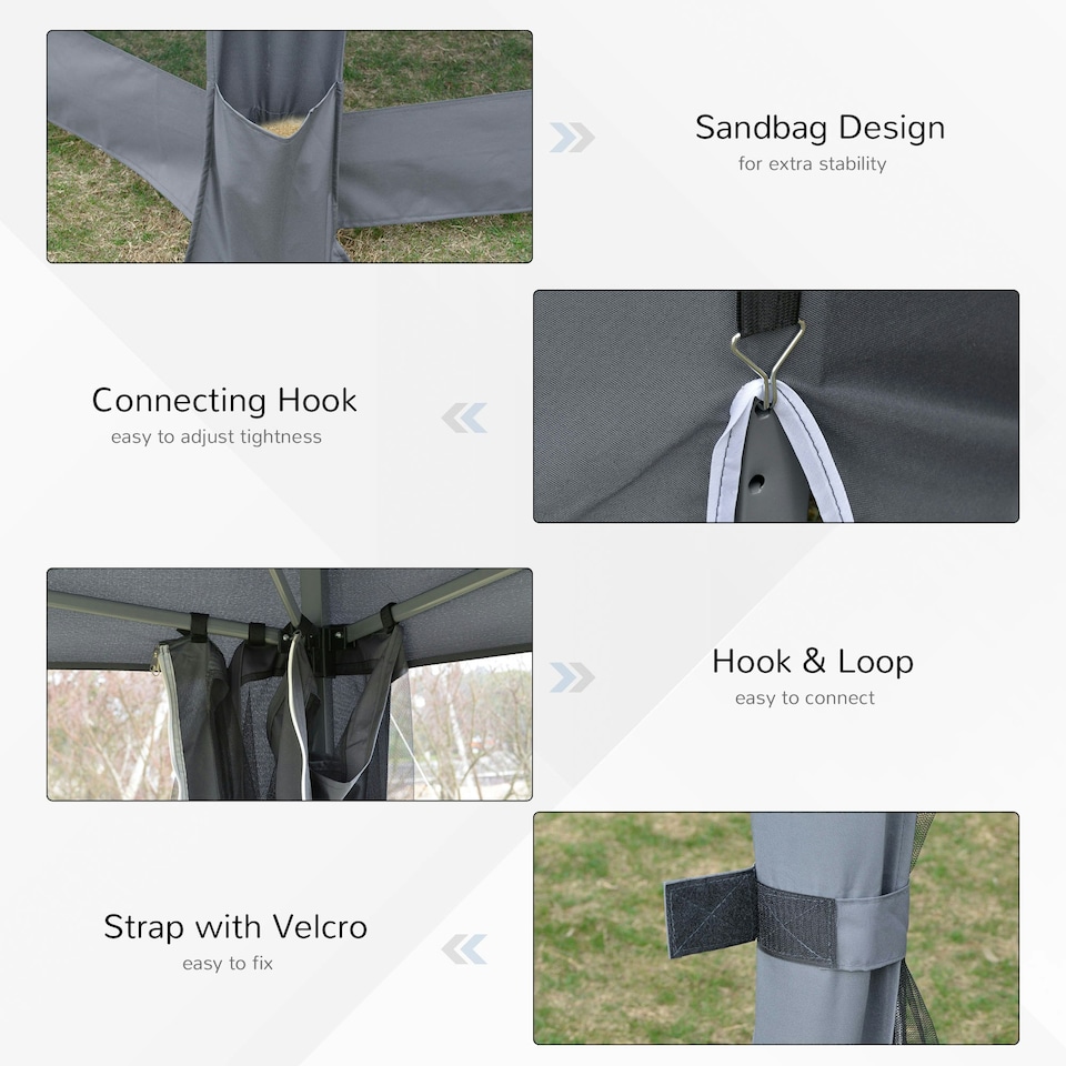 image 1 of Outsunny 3.2m Pop Up Gazebo Hexagonal Canopy Shelter Outdoor with Sidewalls