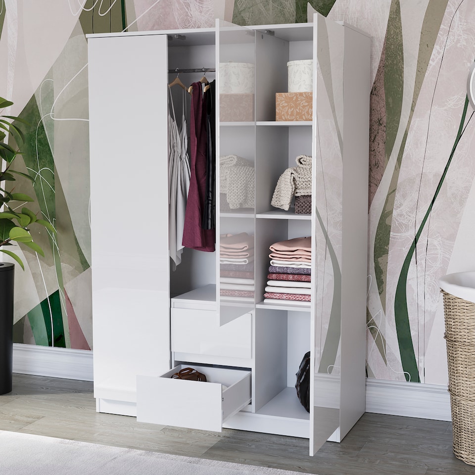 image 1 of Vida Designs Glinton 3 Door 2 Drawer Wardrobe With Clothes Rail, White