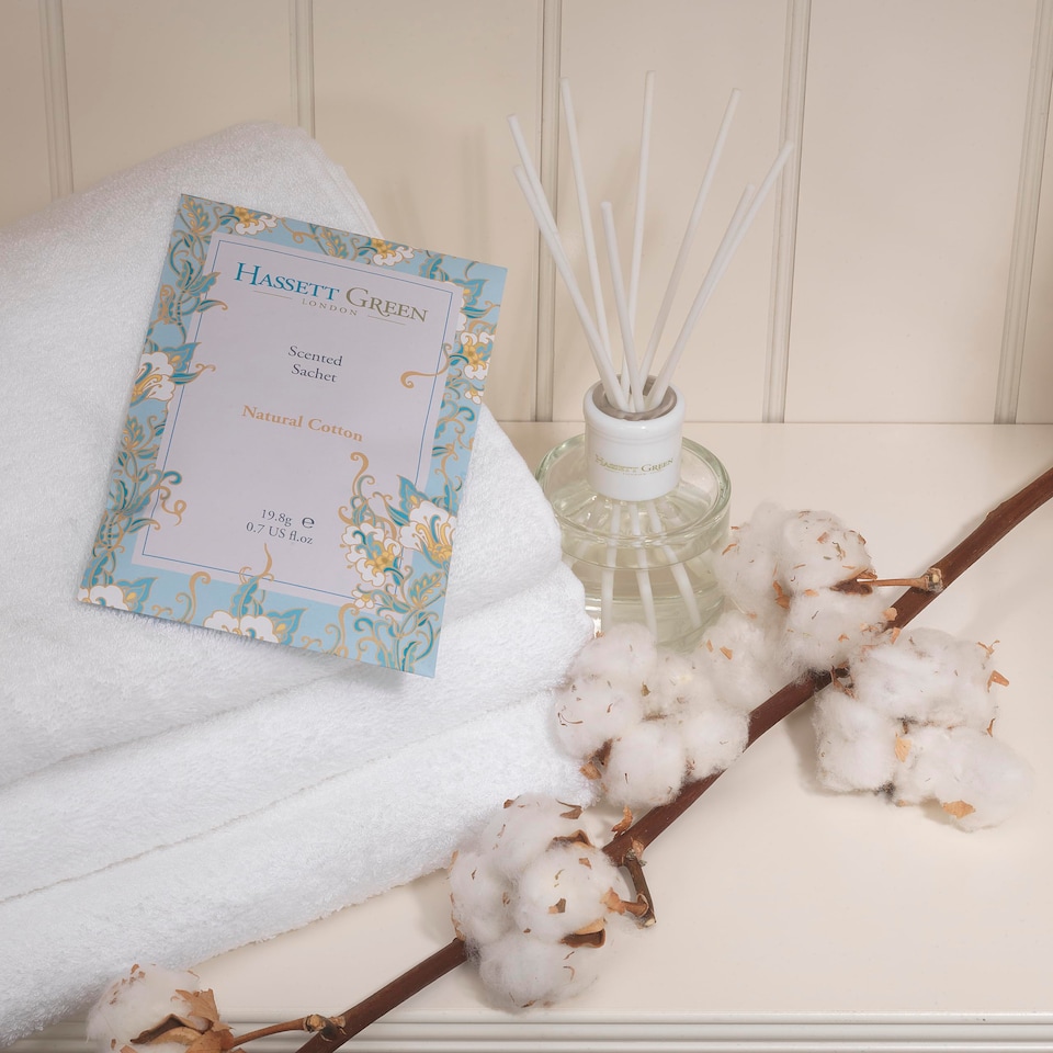 image 1 of Hassett Green London - Handmade Large Scented Sachets - Four Pack - Honeysuckle & Jasmine, Lilac & Lavender, Natural Cotton, Sensual Sensuelle - For Wardrobes & Drawers
