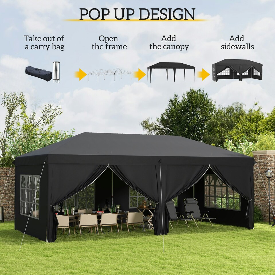 image 1 of Outsunny 3m x 6m Pop Up Gazebo Height Adjustable with Bag