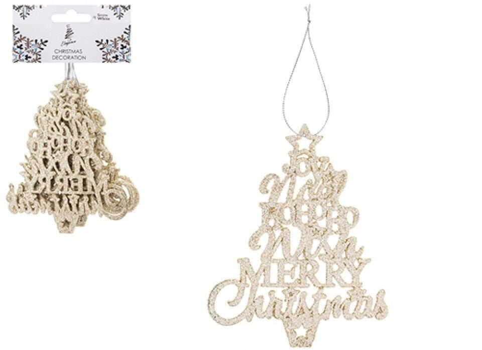 image 1 of Pack of 6 Hanging Champagne Gold Glitter Trees For Christmas Decorations
