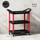 image 3 of HOMCOM 3-Tier Rolling Tool Cart, Tool Trolley on Wheels for Garage, Black | Red | Black and Red