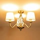 image 1 of ValueLights Memphis Traditional Antique Brass 3 Light Ceiling Light Chandelier with Fabric Lampshades - Bulbs Included