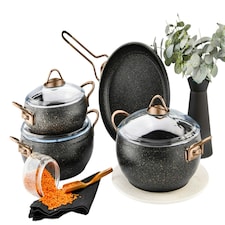 Alya Collection 7-Piece Non-Stick Granite Cookware Set (Black)