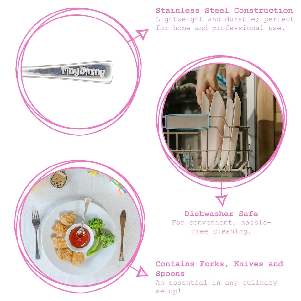 image 1 of Tiny Dining 12pc Stainless Steel Children's Cutlery Set