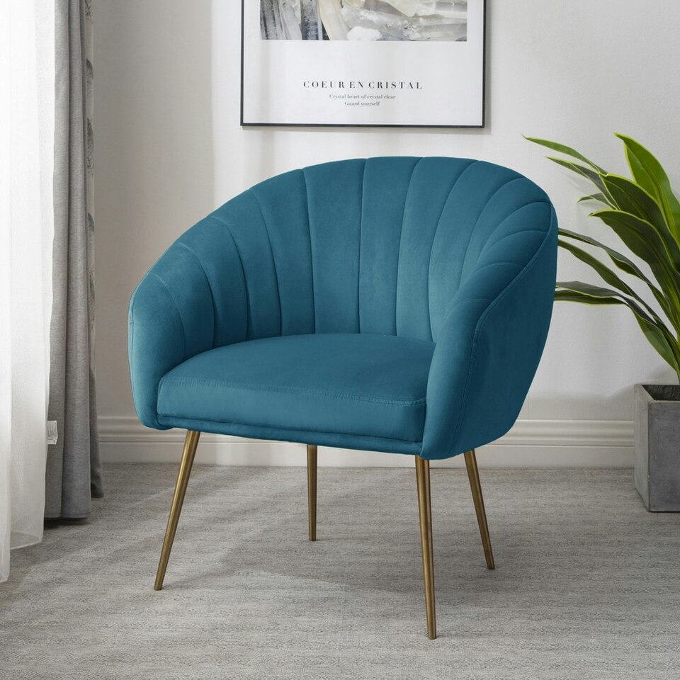 image 1 of Helena Velvet Accent Chair - Teal