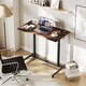 image 4 of COSTWAY Adjustable Height C-Shaped Mobile Standing Desk Brown Brown