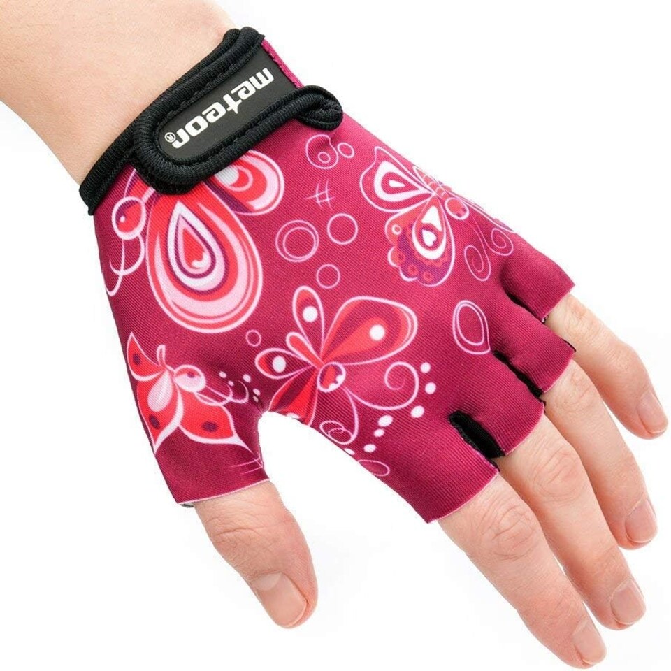 image 1 of Meteor Kids Bike Gloves – Breathable, Non-Slip, Padded for Comfort & Safety | Blue | Hearts | XS