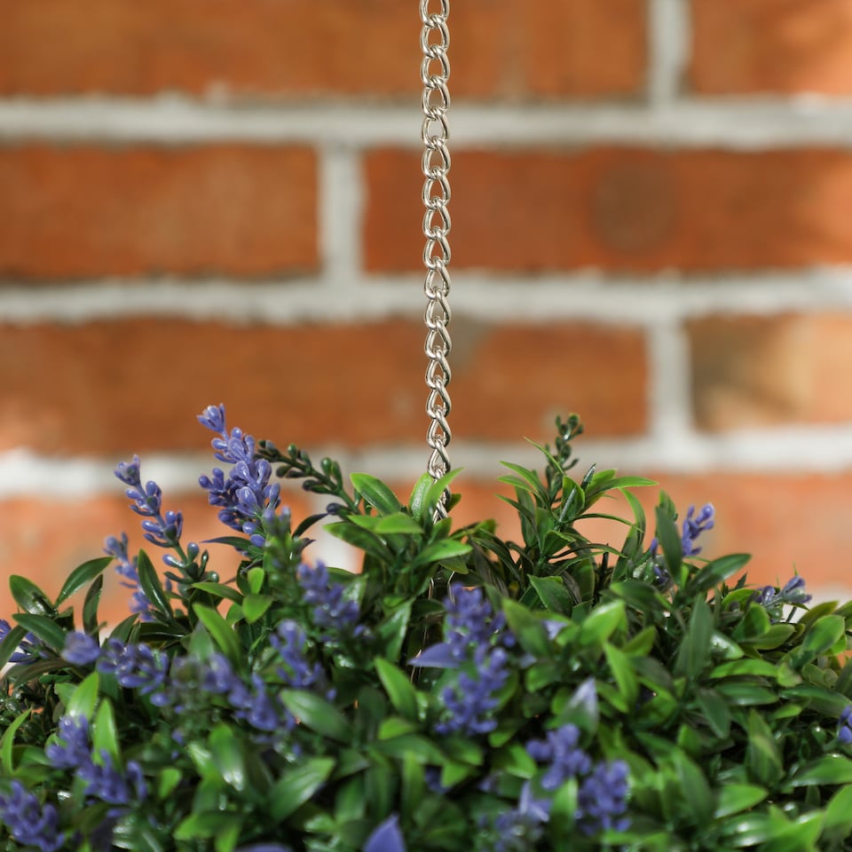 image 1 of HOMCOM Set of 2 Artificial Plant Topiary Balls, UV-protected Fake Decorative Plants, Faux Plants for Home Indoor Outdoor Decor, 27cm, Purple