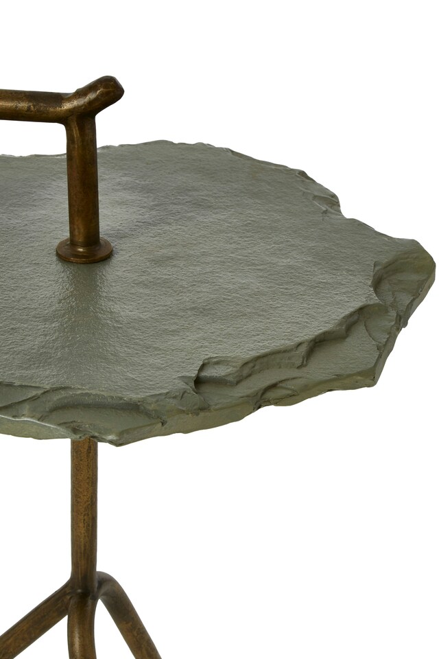 image 1 of Unique Grey Stone Top Side Table, Organic Design Round Side Table, Durable Constructed Small Side Table | Grey