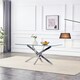 image 2 of Glass Dining Table with Chrome legs, Rectangle, Living / Dining Room, Kitchen, Furniture Grey