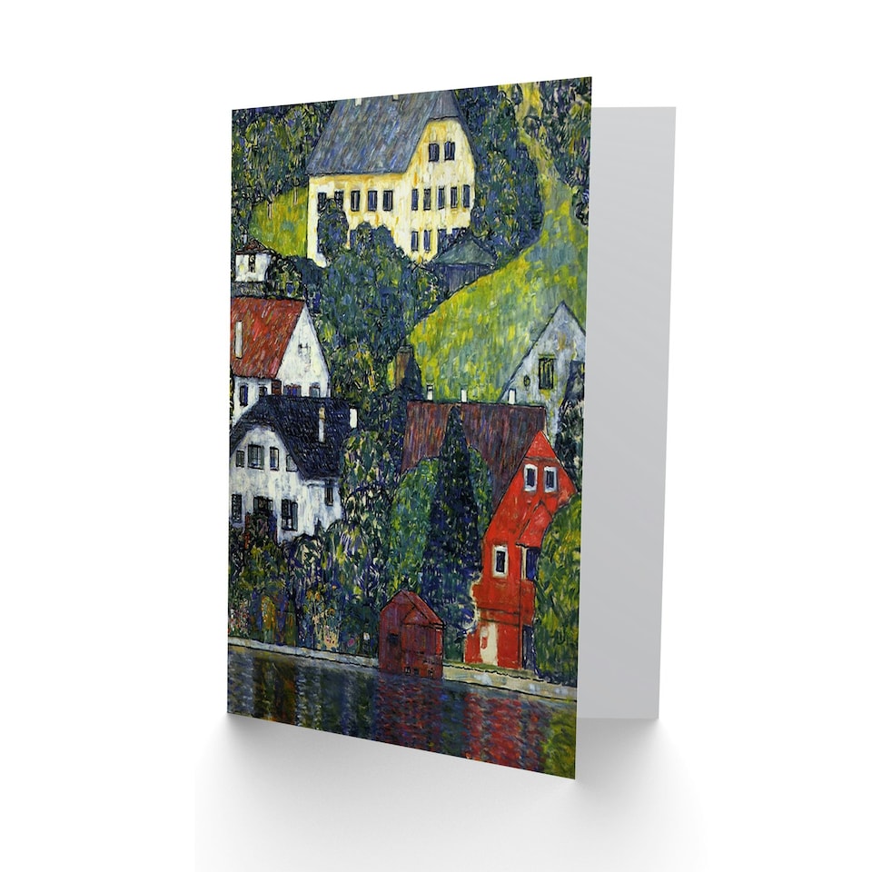 image 1 of Gustav Klimt Painting Houses At Unterach On Attersee Greeting Card
