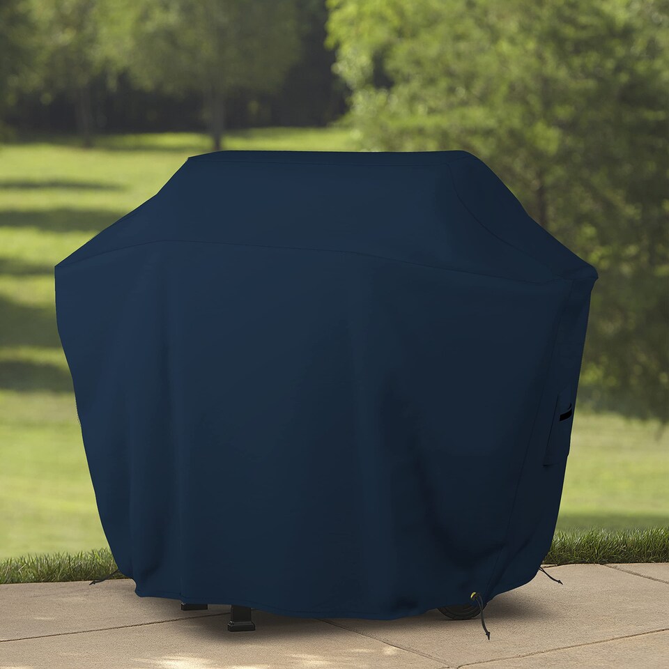 image 1 of Covers&All BBQ Grill Cover, 12 Oz Waterproof UV & Weather Resistant, Outdoor Cover with Air Vents, 50 in x 50 Inch, Blue