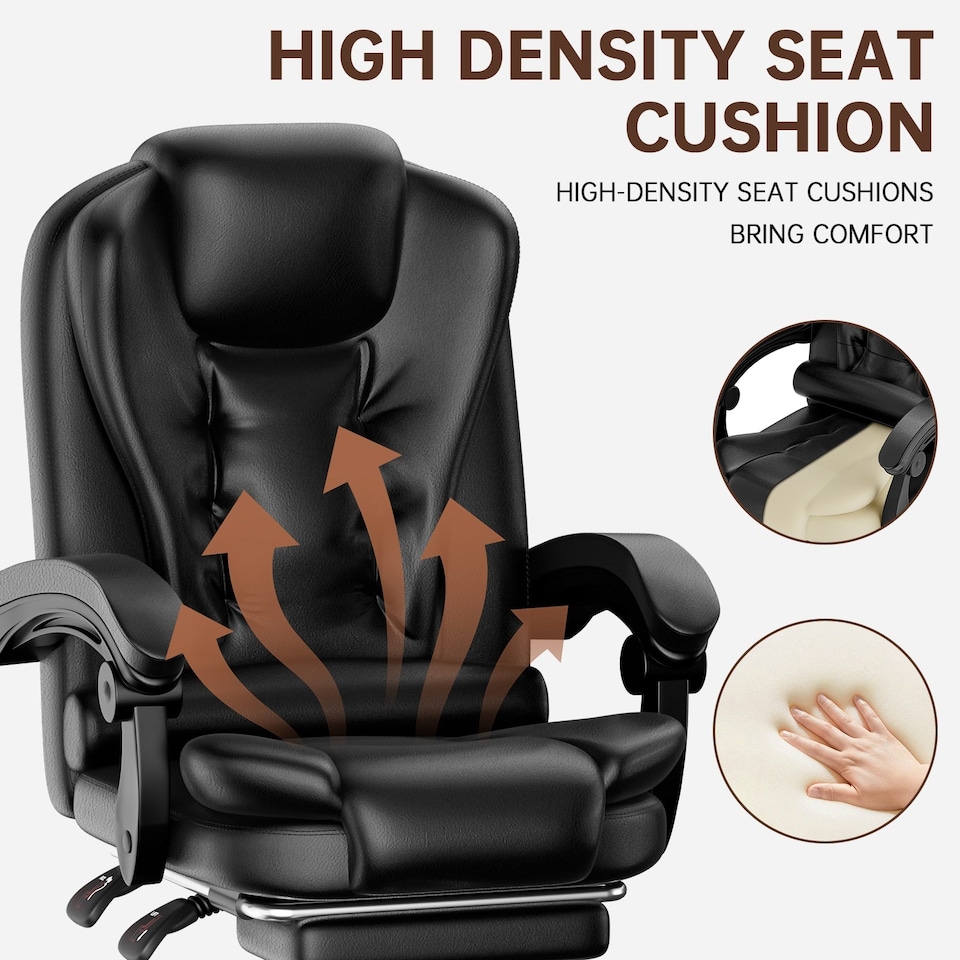 image 1 of Rattantree Executive High Back Office Chair Ergonomic PU Leather Recliner