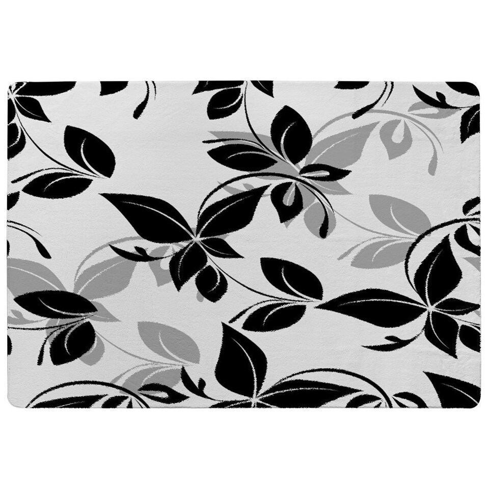 image 1 of Black & White Floral (Rug) Black | Large: 140x200cm