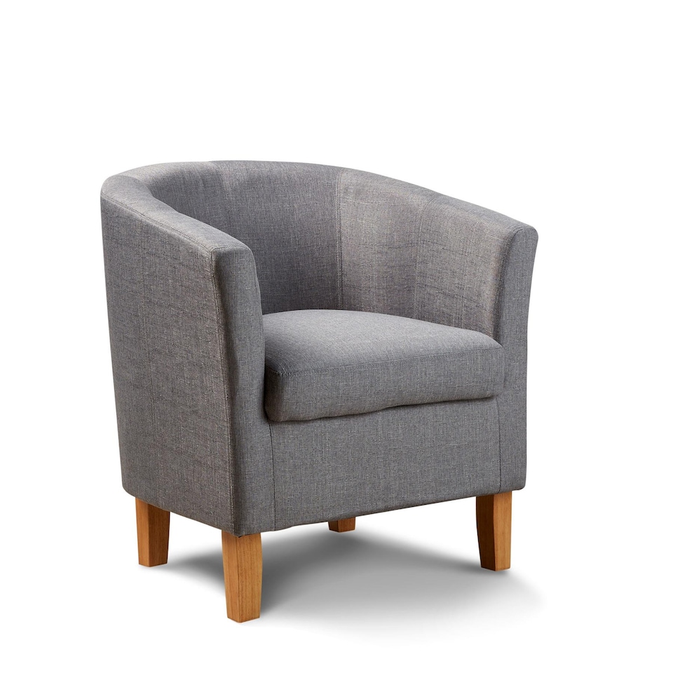 image 1 of Fabric Tub Chair Colour Range Wooden Legs Armchair Living Room Modern Office | Grey