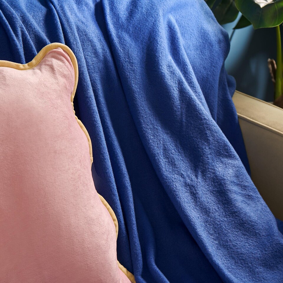 image 1 of OHS Soft Plush Polar Fleece Plain Throw | Blue | Cobalt Blue - 200CMx240CM