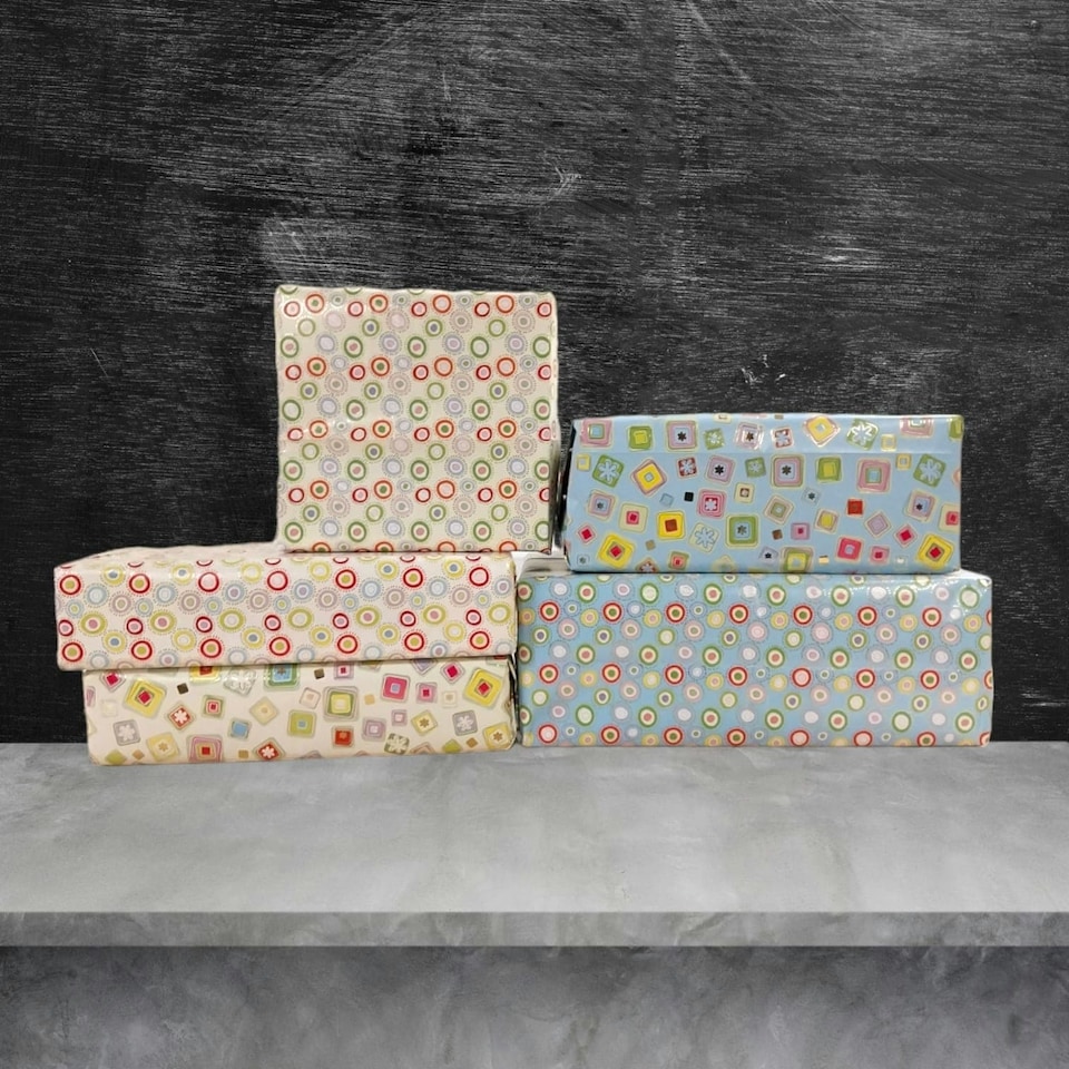 image 1 of 10 Sheets of Luxury Shapes Design Gift Wrap and Tags - New Born Baby, Birthday, Christening, Christmas etc