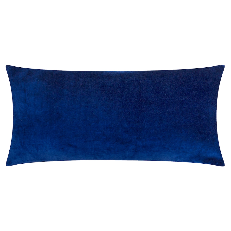 image 1 of Paoletti Embroidered Velvet Cushion, Rose/Blue, 30 x 60cm