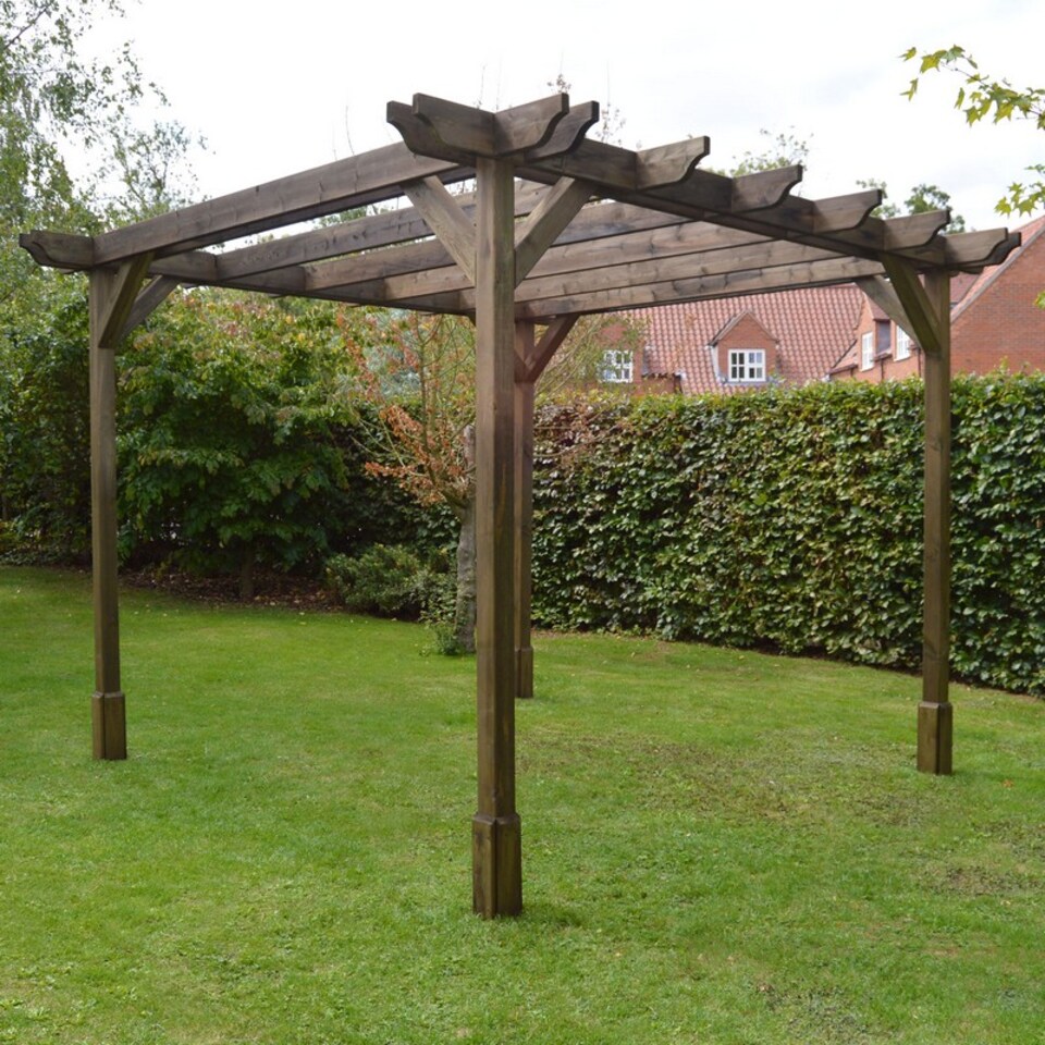 image 1 of Double Premium Pergola - Wood - L360 x W480 x H270 cm - Rustic Brown