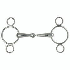 Shires Hollow Mouth Horse 2 Ring Gag Bit - Light Steel - 11.5cm x 12.5cm x 2.1cm