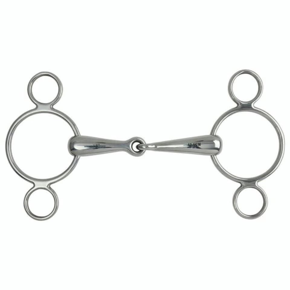 Shires Hollow Mouth Horse 2 Ring Gag Bit - Light Steel - 11.5cm x 12.5cm x 2.1cm
