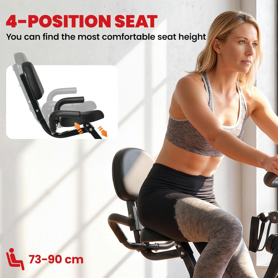 image 1 of HOMCOM 2-In-1 Folding Exercise Bike with 8-Level Magnetic Resistance Red
