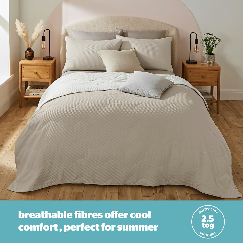 image 1 of Silentnight Summer Breeze 2.5 Tog Coverless Duvet and Pillowcase Set Cream | Taupe | Single
