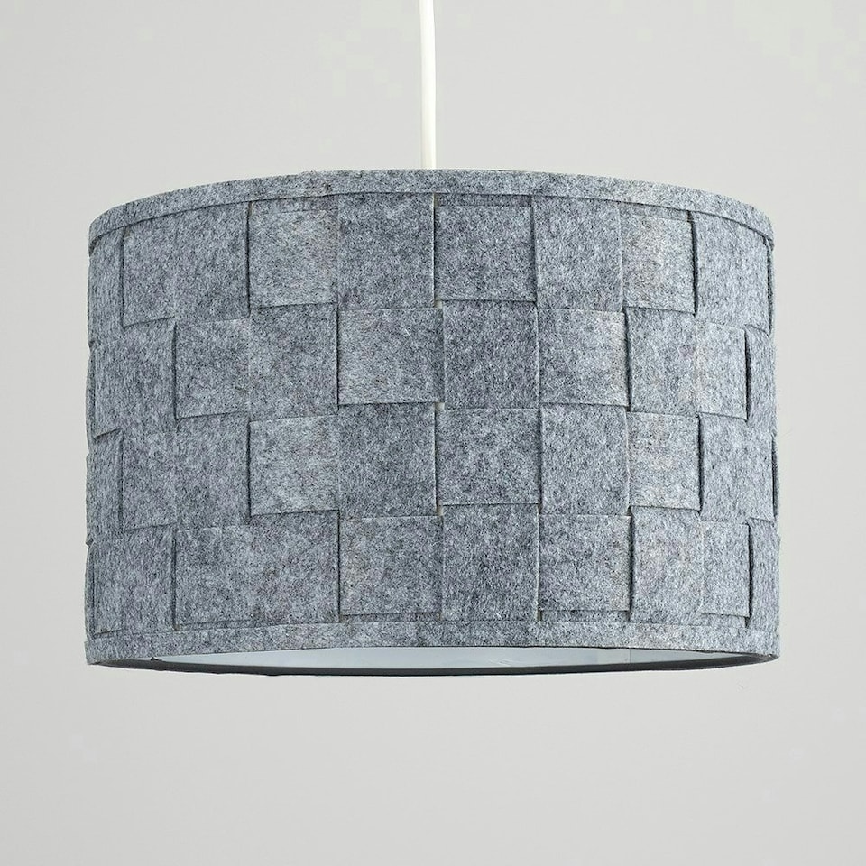 image 1 of ValueLights Modern Large Grey Felt Weave Design Cylinder Ceiling Pendant Drum Light Shade