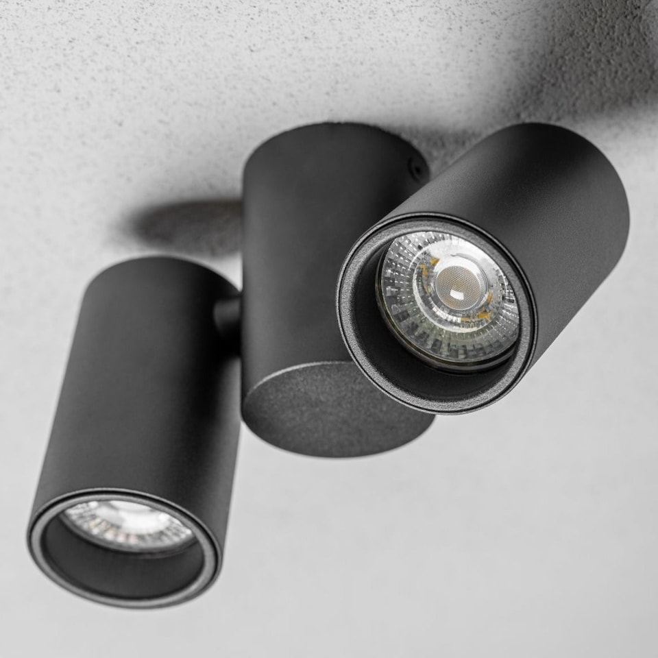 image 1 of CGC LUP Black 2-Head Adjustable GU10 Ceiling and Wall Spotlight | Black | Black | height: 11.5 cm, width: 17.5 cm, spotlight width: 5.6