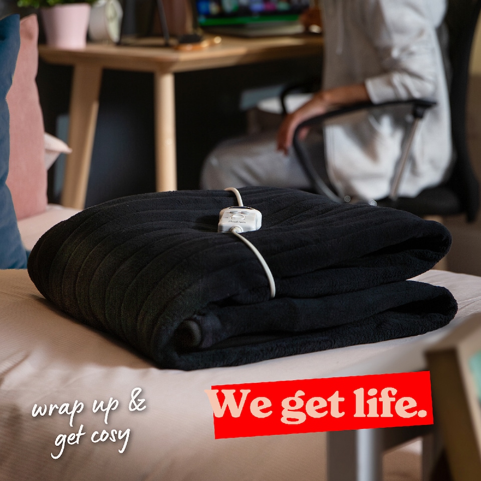 image 1 of Russell Hobbs RHHT1004BLA Electric Blanket Black Heated Throw Microfleece