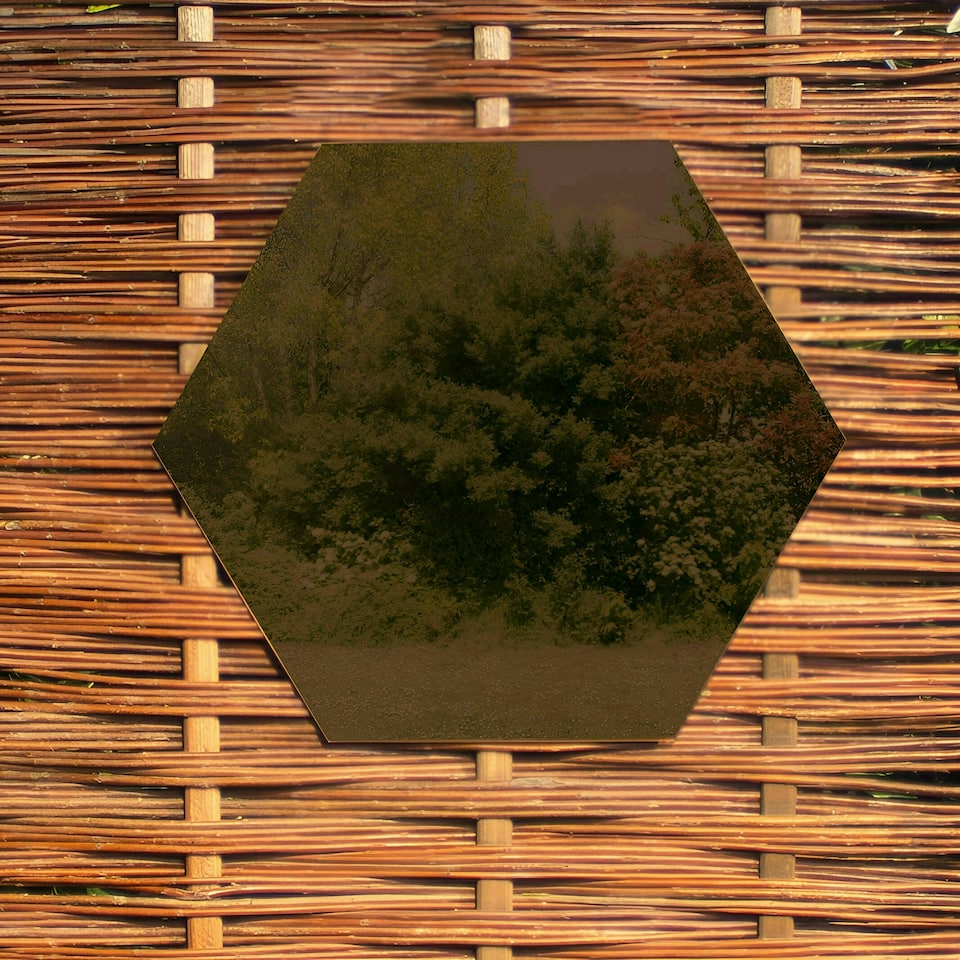 image 1 of Primrose Set of 4 Acrylic Wall Mounted Hexagonal Silver Garden Illusion Mirrors 40cm