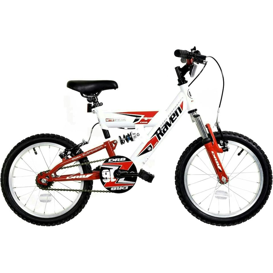 Dallingridge Raven Boys Full Suspension Mountain Bike, 16" Wheel - White/Red